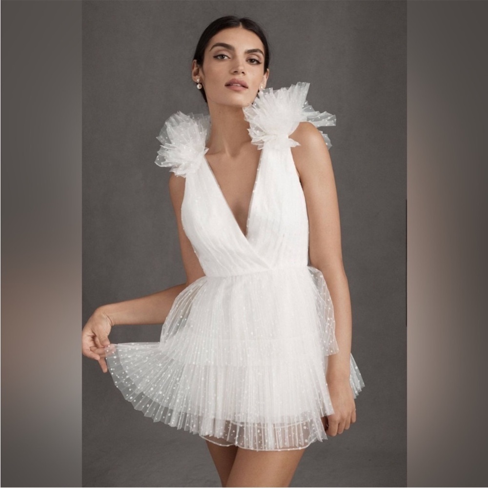 BHLDN Monique Lhuillier size 14 New With Tags Elegant White Ruffled Dress